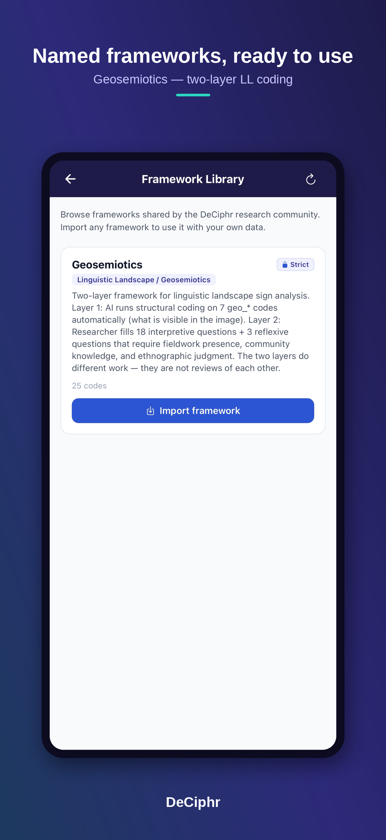 DeCiphr framework editor